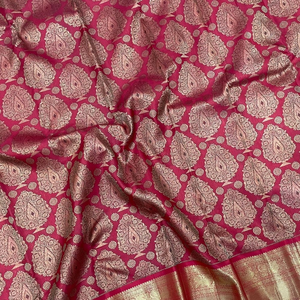 Maroon Red Peacock Retta Pet Border Exclusive Bridal Silk Saree
