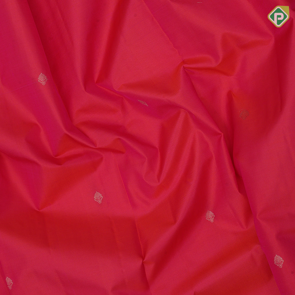 Tomato red gold zari small fancy flower butta purple silver gold zari banaras border gift silk saree