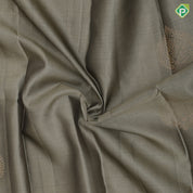 Artichoke green gold zari big leaf butta design magenta gold zari thilagam butta border pure mix silk saree