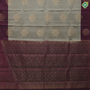 Artichoke green gold zari big leaf butta design magenta gold zari thilagam butta border pure mix silk saree
