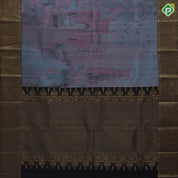 Steel grey base dusky pink Historical India inspired subtle vintage artistic details woven signature kanchipuram masterpiece silk saree