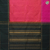 Pinkish Orange Gold Zari Vairaoosi Checked Design Ganga Jamuna Lines Border Design Traditional Silk Saree