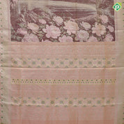 Grape purple garden floral design baby pink silver zari pythonic design jacquard tissue silk saree