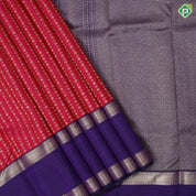 Rani Pink Gold Zari Ruthracham Design Violet Mayilkan Double Border Traditional Silk Saree