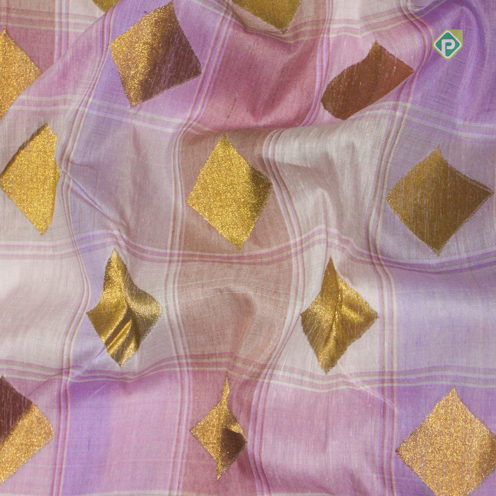 Lavender Pink Half And Half Raising Temple Border Pure Trendy Designer Silk Saree