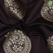 coffee brown gold zari fancy flower round butta contrast zari lines border soft silk saree