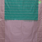 Rexona green gold zari mango butta stripes design peach silver gold zari rangoli border Art silk saree