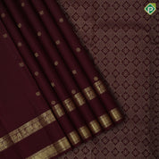 Red whine gold zeri  peacock chakaram design self colour ruthratcha border design traditional silk  saree