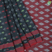 Trending vibe colors ikkat design plain border mulmul cotton fancy saree