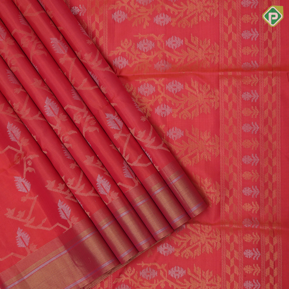 Forest green silver gold zari geometrical design self gold zari silver zari lines border soft silk saree