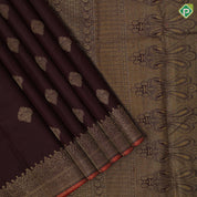 Maroon red gold zari fancy leaf design self gold mango butta turning border gift silk saree