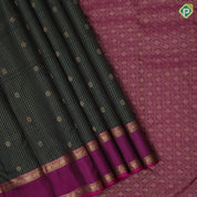 mummy brown gold zari vairaoosi kattam flower butta bottle green gold zari retta pattai border pure mix silk saree