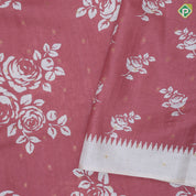trending colors cream printed flower design white temple border semi tusser saree