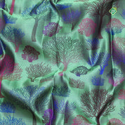 Pista Green Copper Zari Bavanji Floral Design Border Trendy Designer Silk Saree