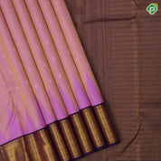 Bubble gum pink gold zari temple tissue thread butta purple gold zari bavanji border traditional silk saree