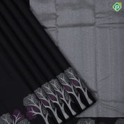 Block Plan Body Silver Zari Tree Border Design Luxury Block Silk Saree