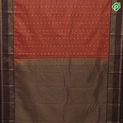 Rust Orange gold zari checks and flower butta design brown gold zari fancy mango butta border art silk saree