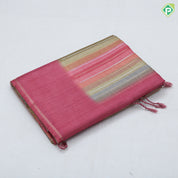 Multi color bars design self plain border fancy cotton saree