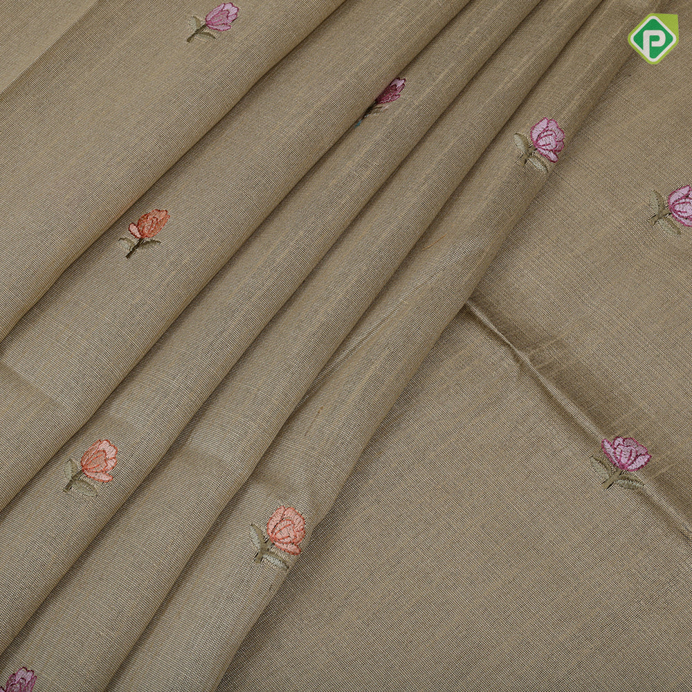 Navy Blue Rose Flower Butta Border Flower Design Fancy Cotton Saree
