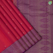 Tomato red gold zari small fancy flower butta purple silver gold zari banaras border gift silk saree