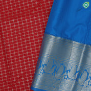 Tomato red gold zari beads design zari kattam true blue silver gold zari peacock butta border Art silk saree