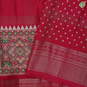 Dark color gold zari groped lined rangoli design padded self gold zari border fancy cotton saree