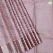 Pastel pink silver zari grand floral creeper design self silver zari diamond border tissue silk saree
