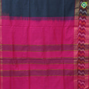 Solid dark color body design contrast ikkat design border 10 yards silk cotton saree
