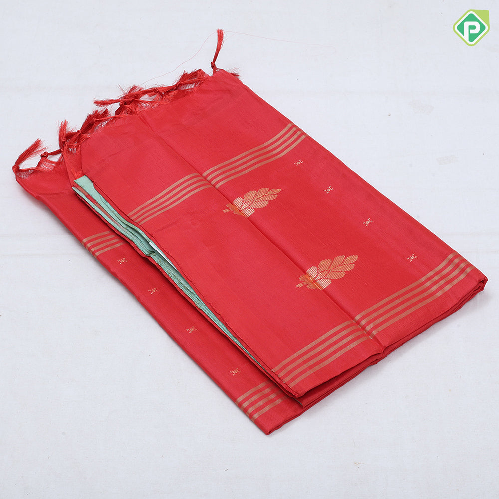 pastel color body dark color pallu concept soft fancy banana pith hot silk saree