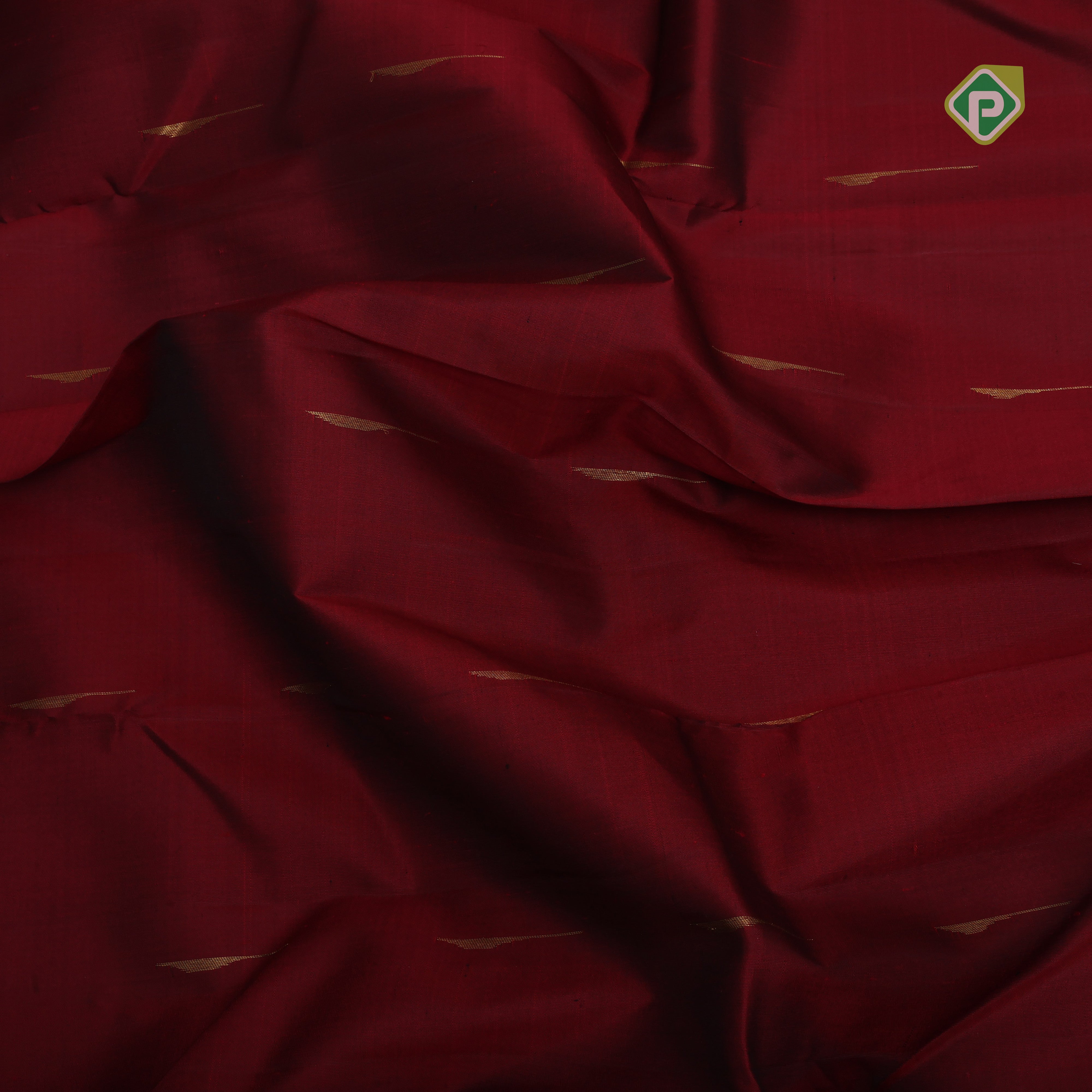 maroon red gold zari rain drop butta design self gold zari temple border trendy designer silk saree