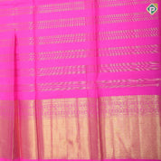 Sandal gold zari Lines and flower butta lines red gold zari cross lines border pattu paavadai lehanka