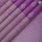 Lavender with neem zari flower bunch butta self neem zari two part border traditional silk saree