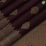 brown gold zari leaf butta motif self gold zari peacock banaras style design edge border gift silk saree