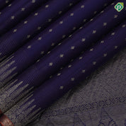 Indigo blue gold zari small butta lines design self with fancy design edge border gift silk saree