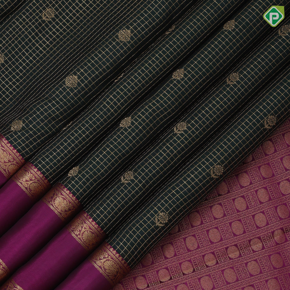 mummy brown gold zari vairaoosi kattam flower butta bottle green gold zari retta pattai border pure mix silk saree