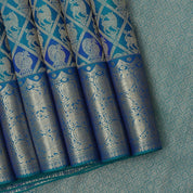 Peacok green blue combo gold zari annam and yaali butta self gold zari annam yaali butta border Grand bridal silk saree