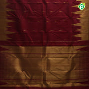 maroon red gold zari rain drop butta design self gold zari temple border trendy designer silk saree