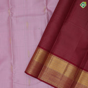 candy pink gold zari green thread checks and butta design maroon gold zari dual design border traditional silk saree