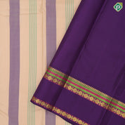 Sandal multi color multi stripes design blue and green gold zari thread work retta pett paalum pazhamum border traditional silk saree
