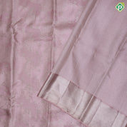 Pastel pink silver zari grand floral creeper design self silver zari diamond border tissue silk saree