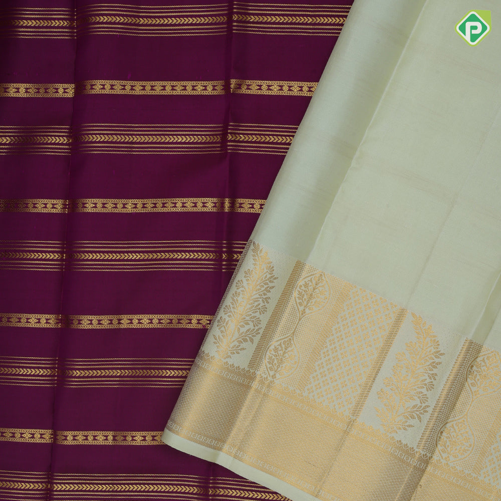 Wine Colour Gold Zari Straight Arow Design Multi Colour Ruthracham Mayilkan Border Design Traditional Silk Saree