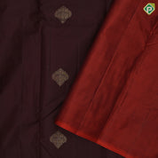 brown gold zari leaf butta motif self gold zari peacock banaras style design edge border gift silk saree