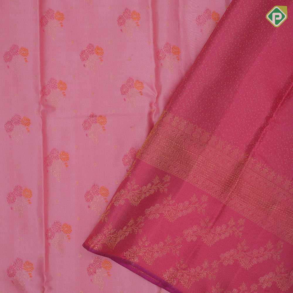 Light pink gold zari multi color meena work banaras style baby pink gold zari border grand bridal silk saree