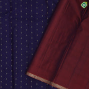Indigo blue gold zari small butta lines design self with fancy design edge border gift silk saree