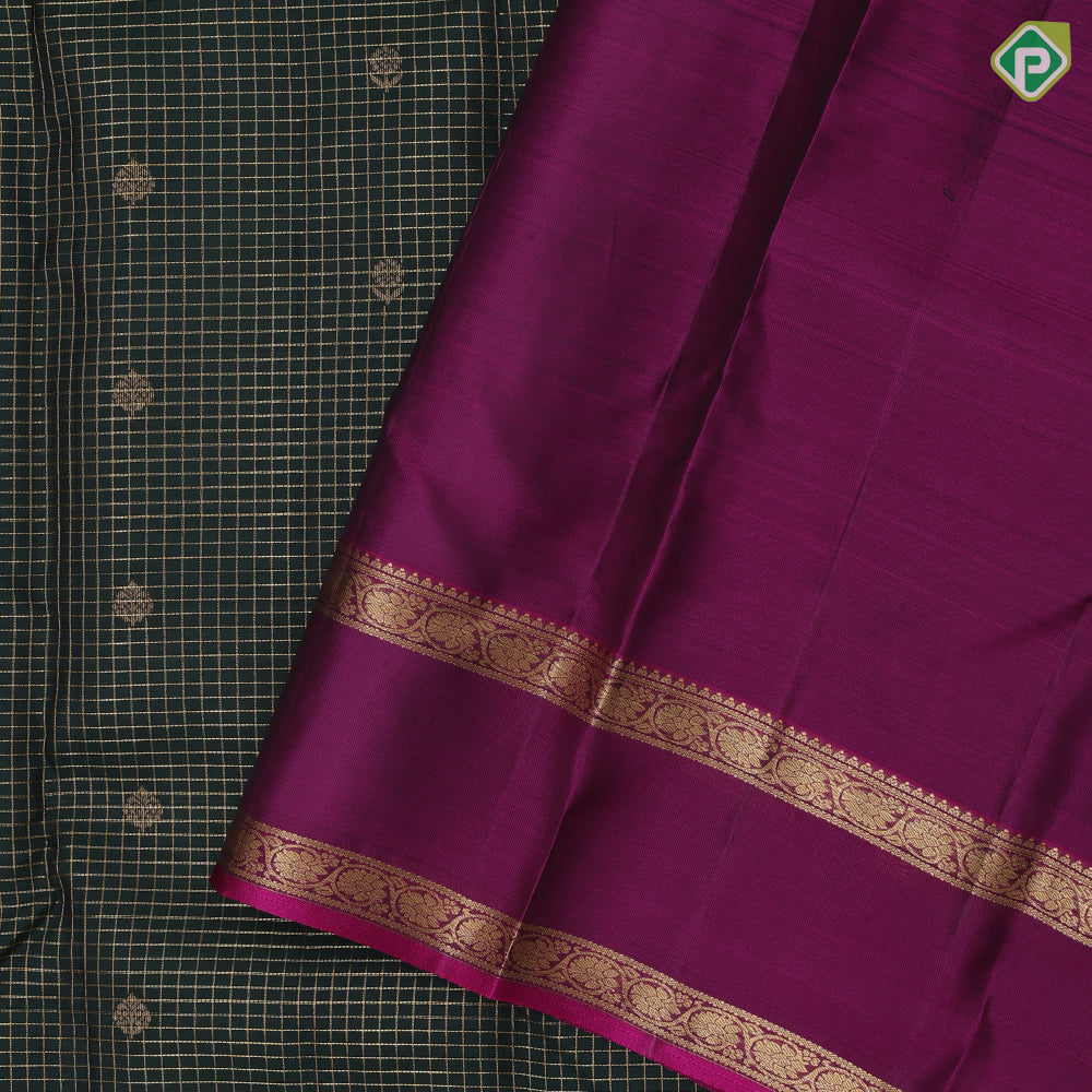 mummy brown gold zari vairaoosi kattam flower butta bottle green gold zari retta pattai border pure mix silk saree