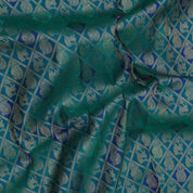 Peacok green blue combo gold zari annam and yaali butta self gold zari annam yaali butta border Grand bridal silk saree