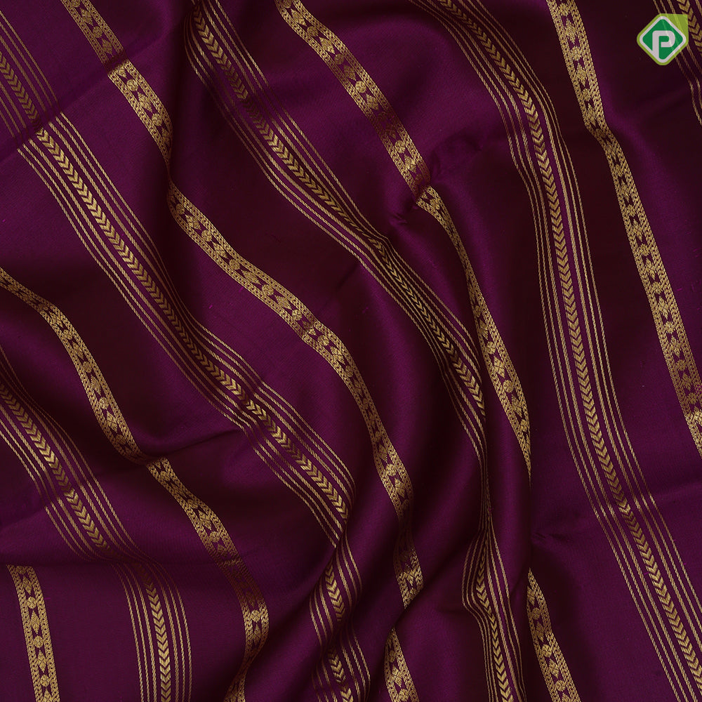 Wine Colour Gold Zari Straight Arow Design Multi Colour Ruthracham Mayilkan Border Design Traditional Silk Saree