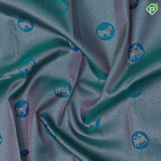 Peacock green silver gold zari honey comp weave self silver gold zari yaali rettapet border traditional silk saree