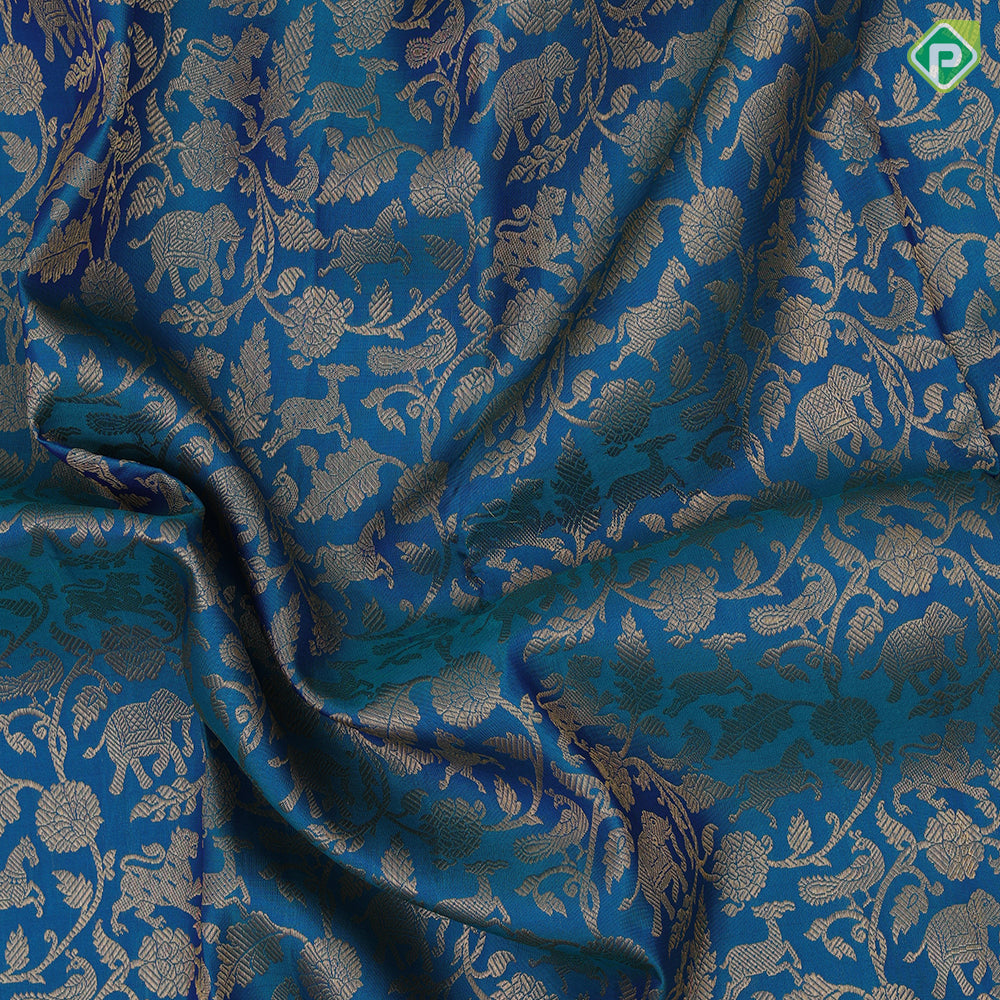 Peacock blue gold zari vanasingaram design rani red gold zari peacock butta lines border exclusive bridal silk saree