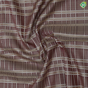 brown with beige silver zari checks window panel brick orange arch and floral design border trendy designer silk saree